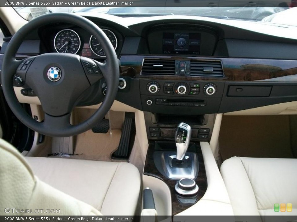 Cream Beige Dakota Leather Interior Dashboard for the 2008 BMW 5 Series 535xi Sedan #38762060