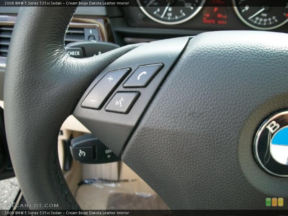 Cream Beige Dakota Leather Interior Controls for the 2008 BMW 5 Series 535xi Sedan #38762076