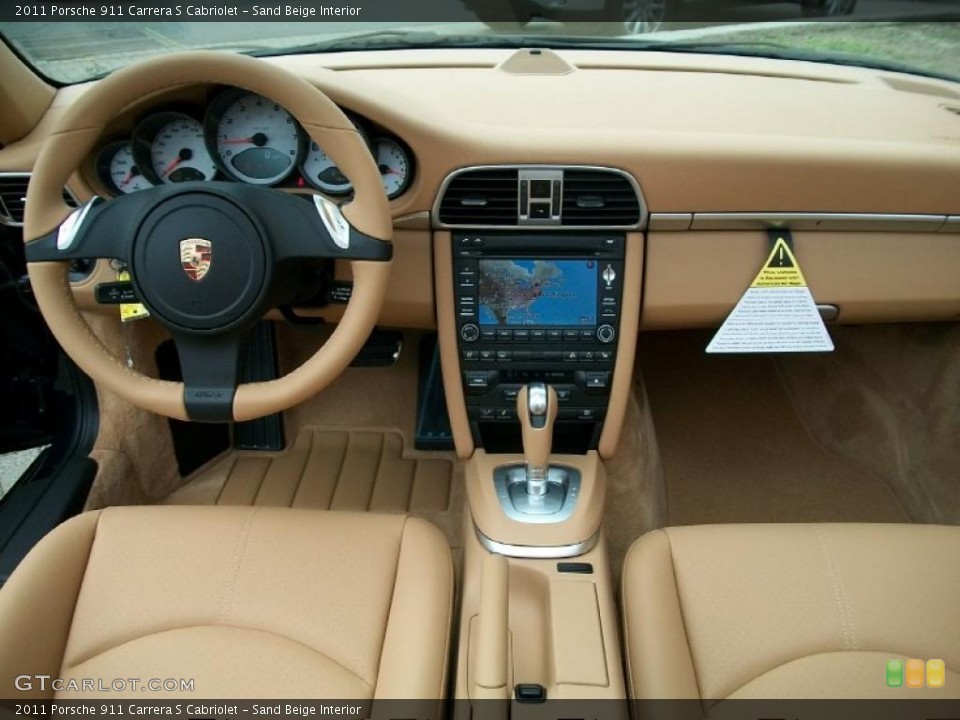 Sand Beige Interior Dashboard for the 2011 Porsche 911 Carrera S Cabriolet #38780524