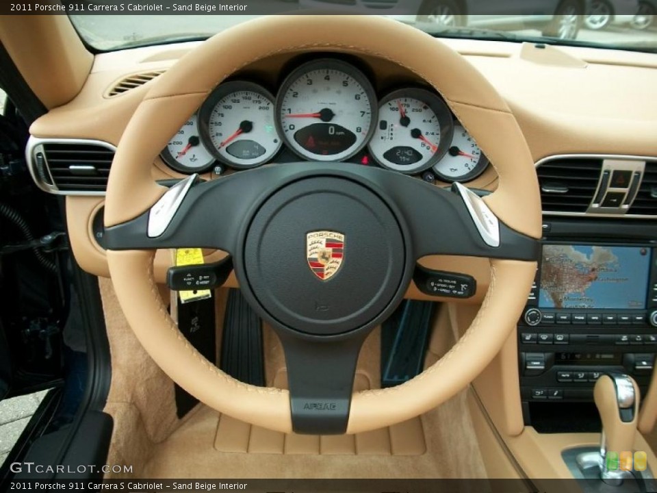 Sand Beige Interior Steering Wheel for the 2011 Porsche 911 Carrera S Cabriolet #38780544