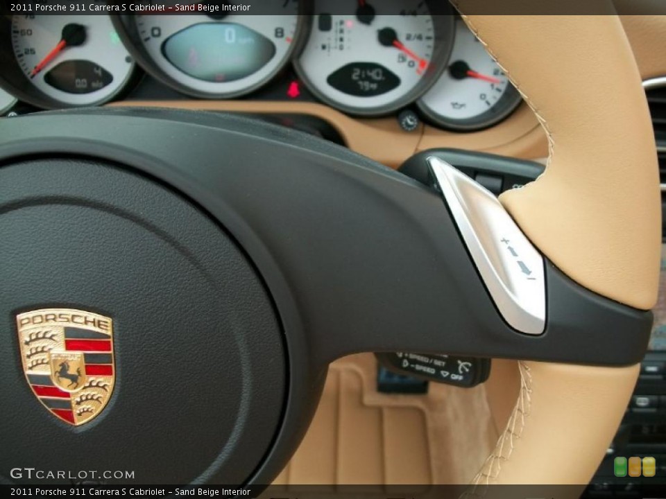 Sand Beige Interior Controls for the 2011 Porsche 911 Carrera S Cabriolet #38780576