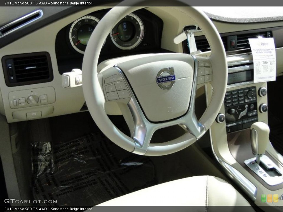 Sandstone Beige Interior Steering Wheel for the 2011 Volvo S80 T6 AWD #38889730