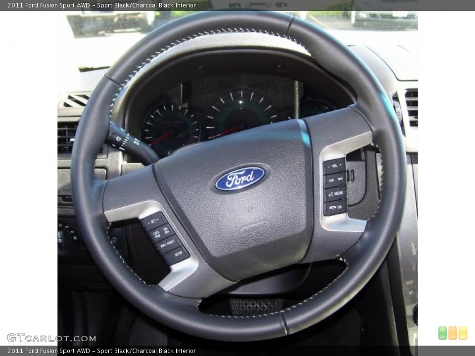 Sport Black/Charcoal Black Interior Steering Wheel for the 2011 Ford Fusion Sport AWD #38910742