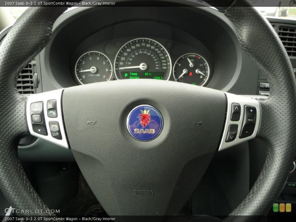 Black/Gray Interior Steering Wheel for the 2007 Saab 9-3 2.0T SportCombi Wagon #38921414