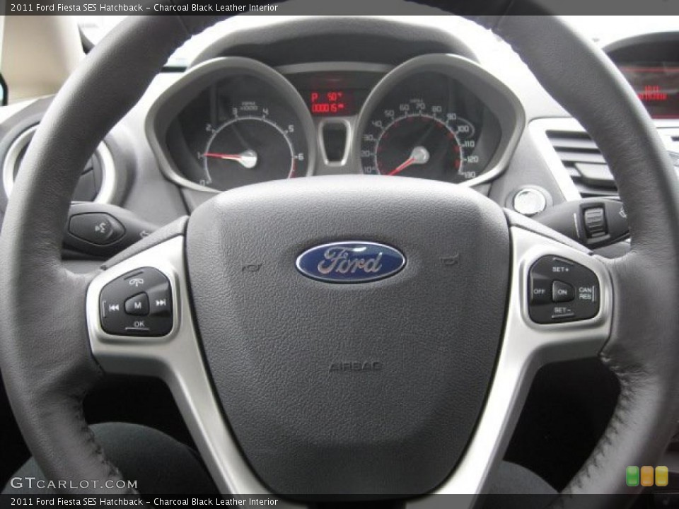 Charcoal Black Leather Interior Steering Wheel for the 2011 Ford Fiesta SES Hatchback #38953582