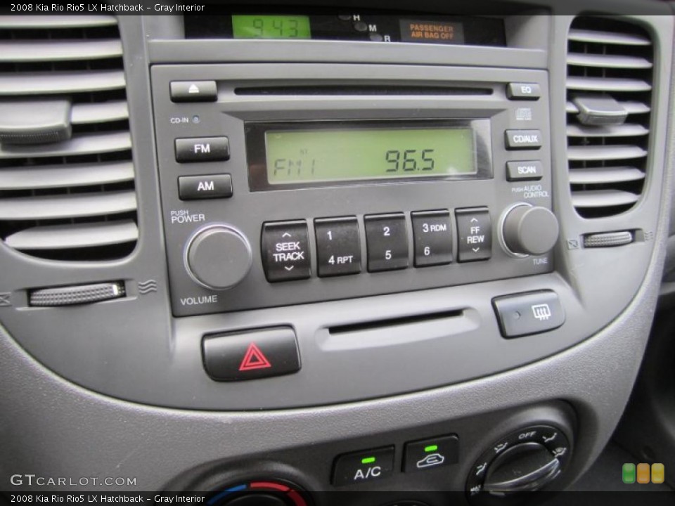 Gray Interior Controls for the 2008 Kia Rio Rio5 LX Hatchback #38955314