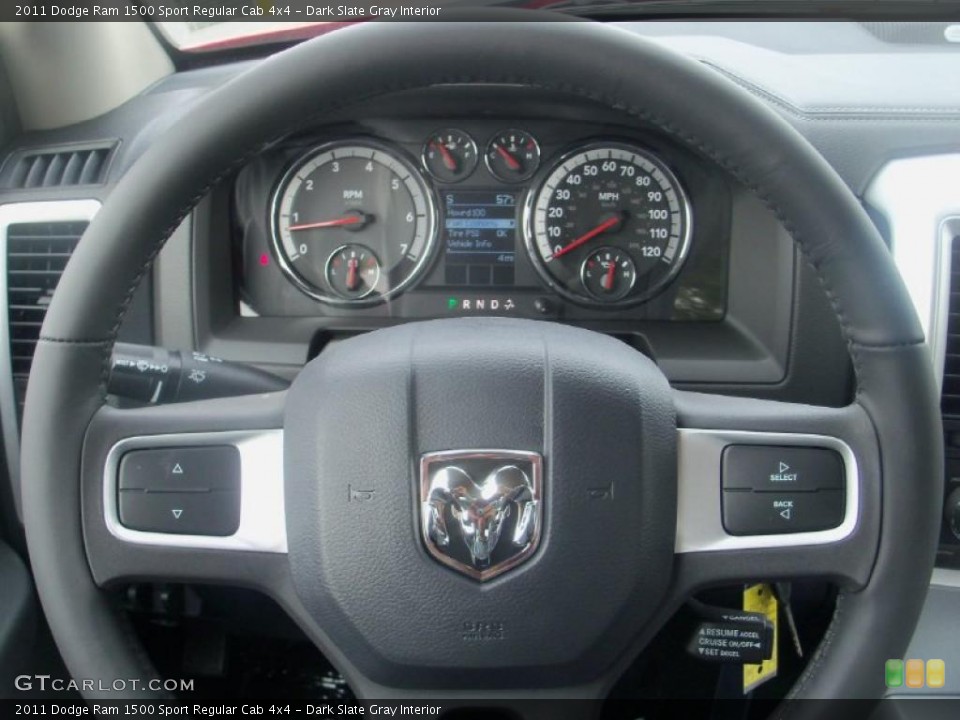 Dark Slate Gray Interior Steering Wheel for the 2011 Dodge Ram 1500 Sport Regular Cab 4x4 #39006823