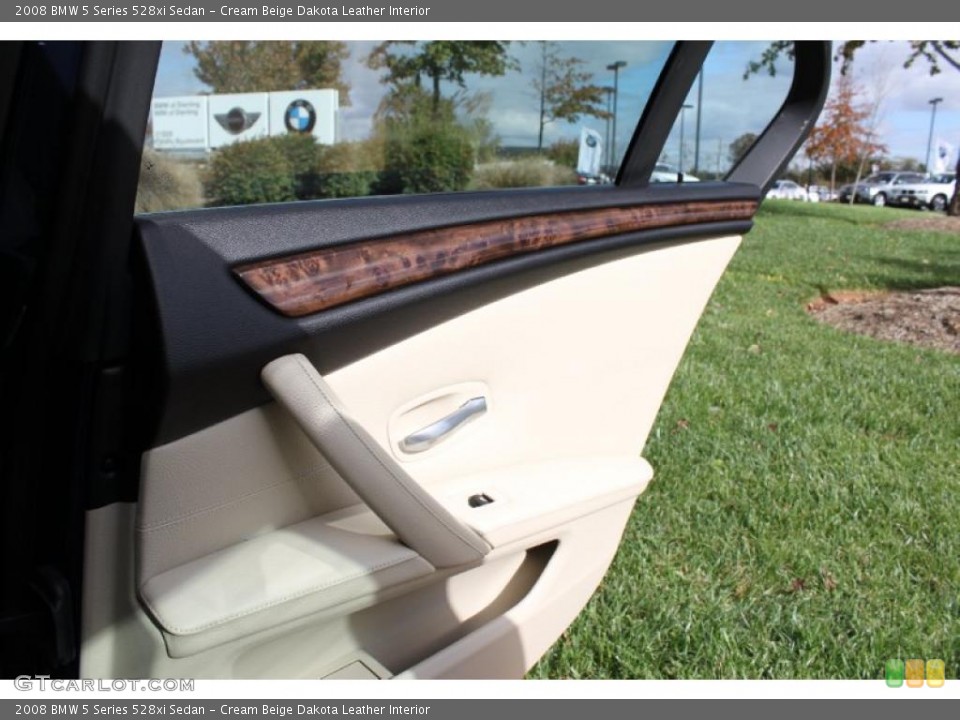 Cream Beige Dakota Leather Interior Door Panel for the 2008 BMW 5 Series 528xi Sedan #39009279