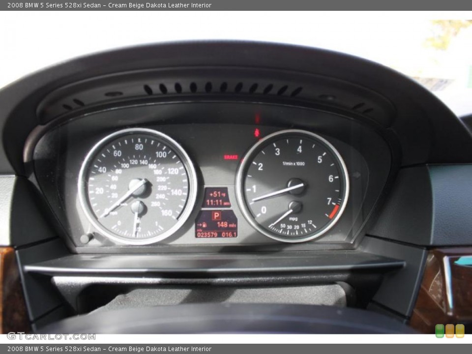 Cream Beige Dakota Leather Interior Gauges for the 2008 BMW 5 Series 528xi Sedan #39009319