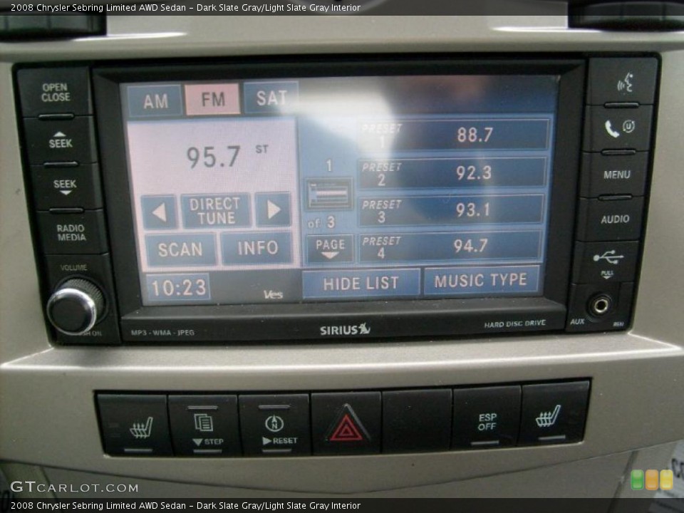 Dark Slate Gray/Light Slate Gray Interior Controls for the 2008 Chrysler Sebring Limited AWD Sedan #39027179