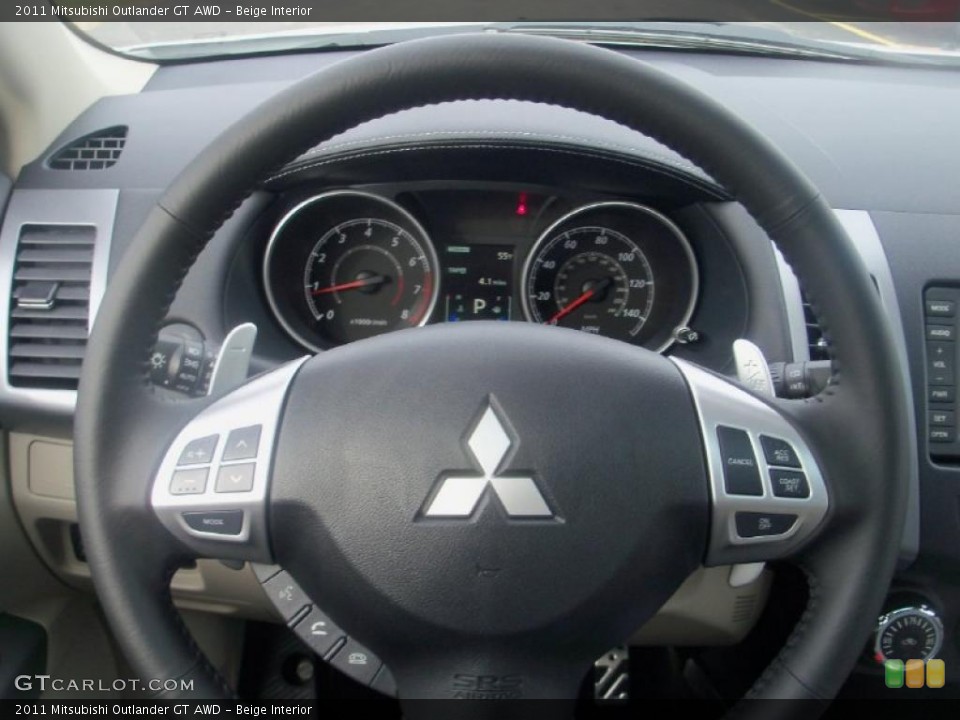 Beige Interior Steering Wheel for the 2011 Mitsubishi Outlander GT AWD #39047080