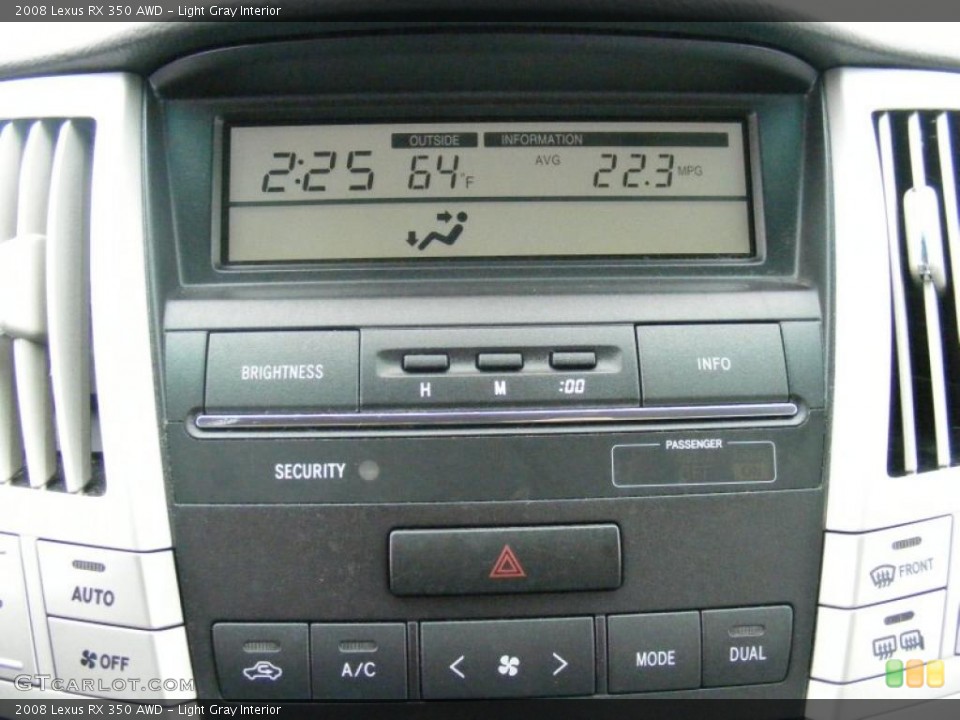 Light Gray Interior Controls for the 2008 Lexus RX 350 AWD #39050776