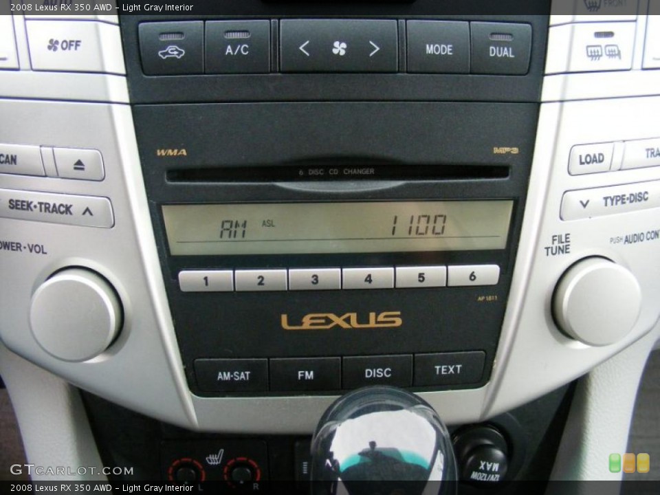 Light Gray Interior Controls for the 2008 Lexus RX 350 AWD #39050792