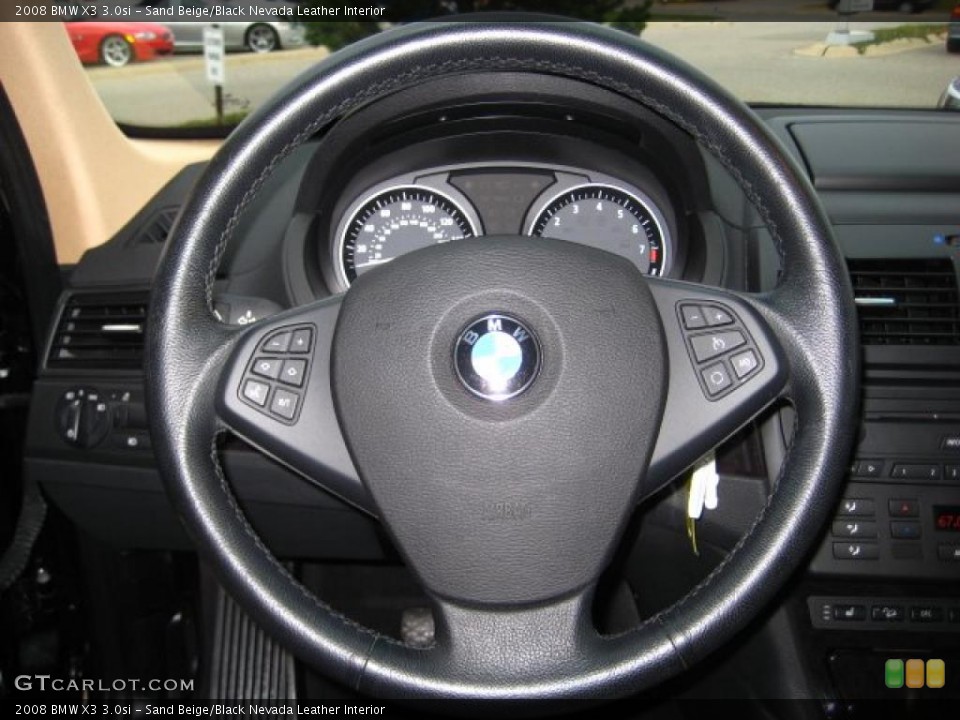 Sand Beige/Black Nevada Leather Interior Steering Wheel for the 2008 BMW X3 3.0si #39055780