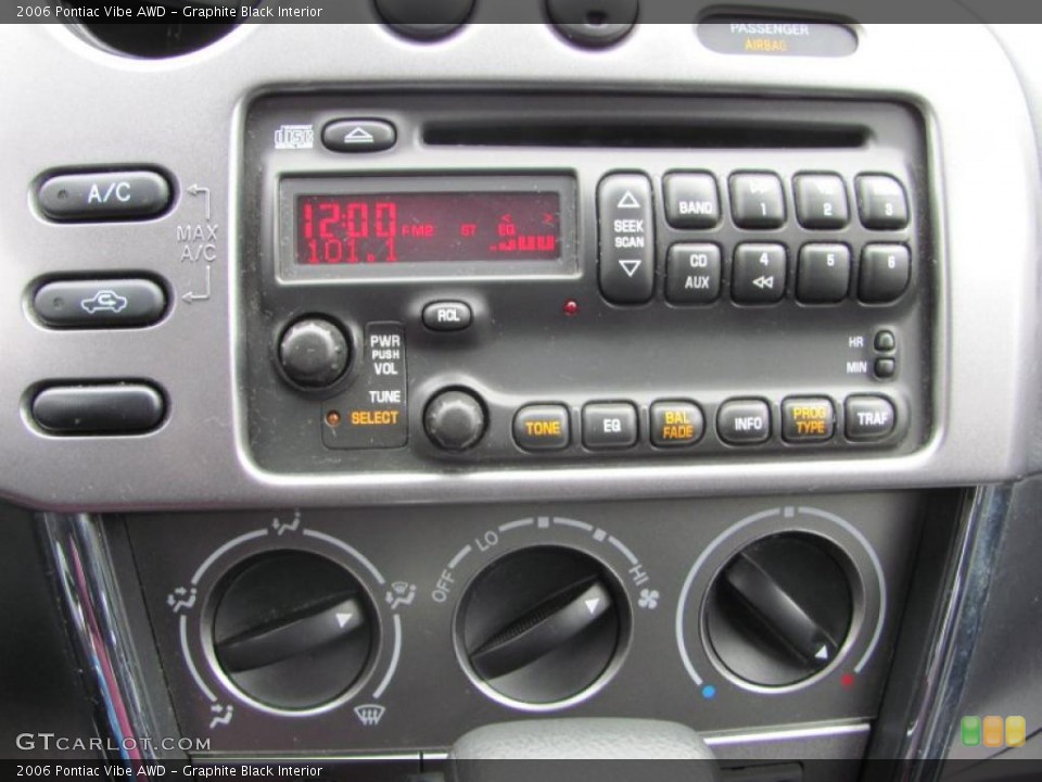 Graphite Black Interior Controls for the 2006 Pontiac Vibe AWD #39061031