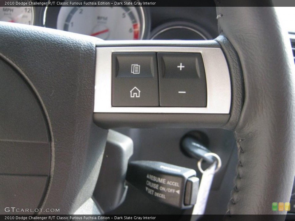 Dark Slate Gray Interior Controls for the 2010 Dodge Challenger R/T Classic Furious Fuchsia Edition #39064123