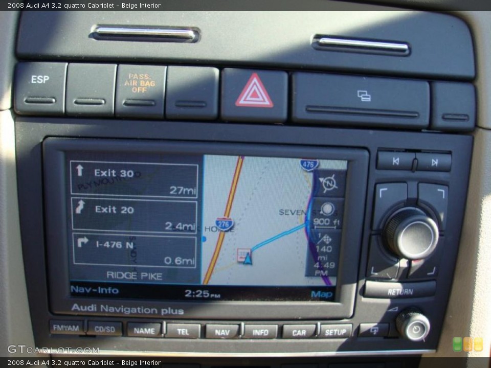 Beige Interior Navigation for the 2008 Audi A4 3.2 quattro Cabriolet #39067263