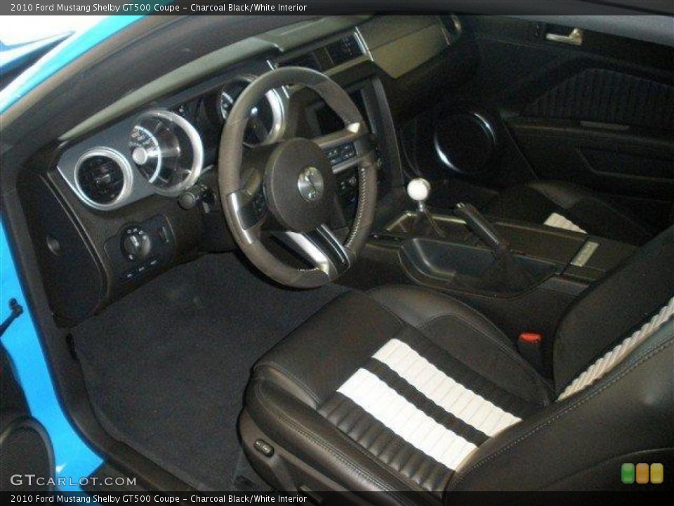 Charcoal Black/White Interior Prime Interior for the 2010 Ford Mustang Shelby GT500 Coupe #39094758