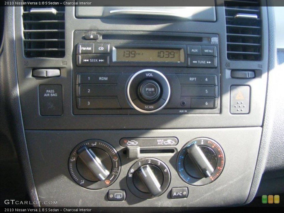 Charcoal Interior Controls for the 2010 Nissan Versa 1.8 S Sedan #39172758