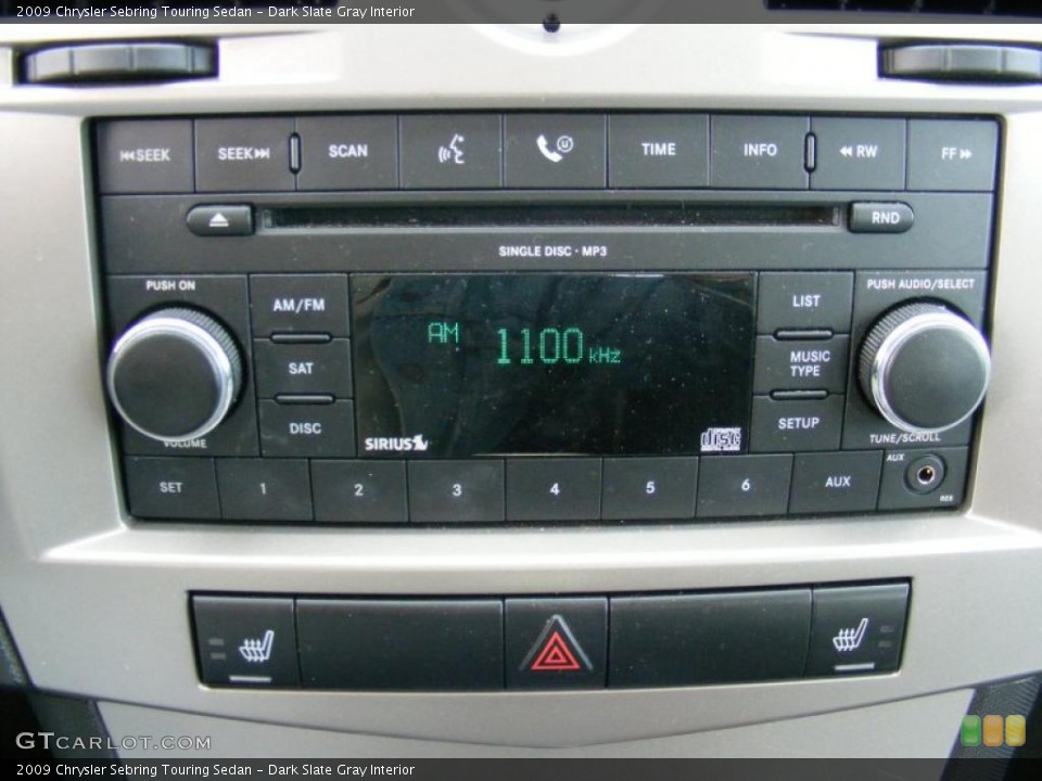 Dark Slate Gray Interior Controls for the 2009 Chrysler Sebring Touring Sedan #39190987