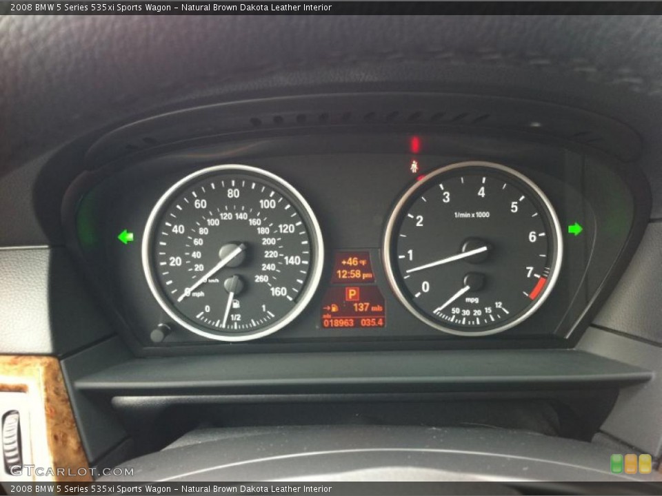 Natural Brown Dakota Leather Interior Gauges for the 2008 BMW 5 Series 535xi Sports Wagon #39212590