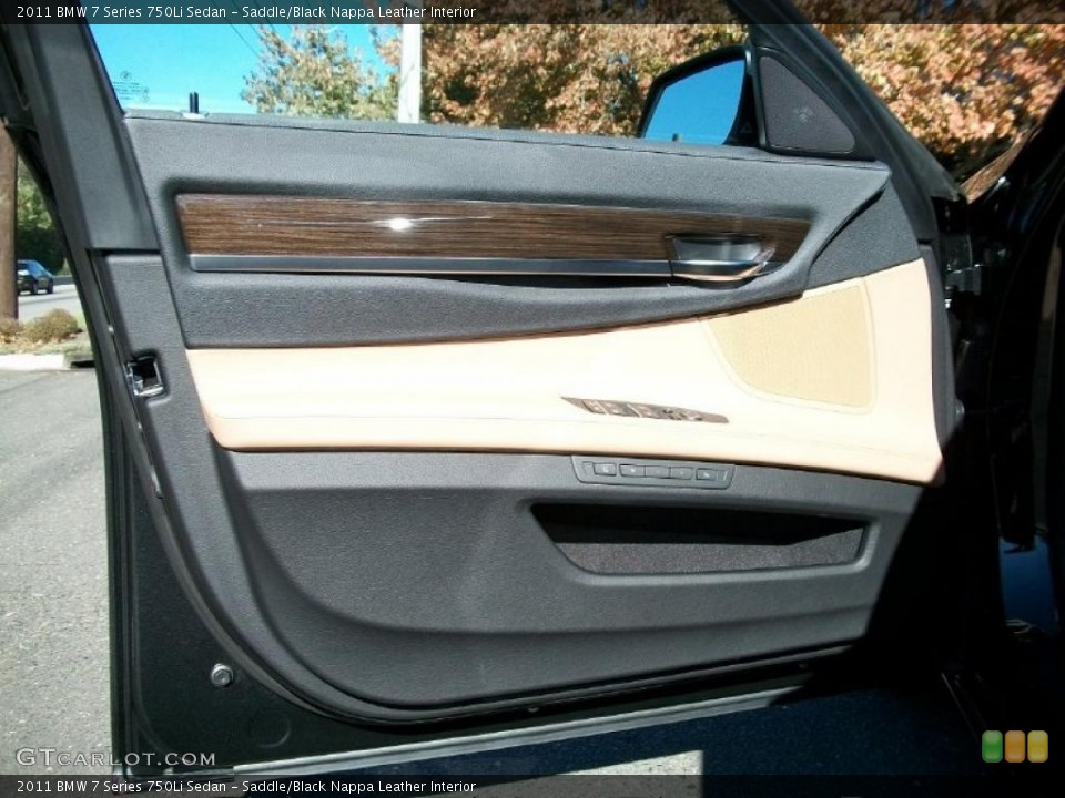 Saddle/Black Nappa Leather Interior Door Panel for the 2011 BMW 7 Series 750Li Sedan #39232583