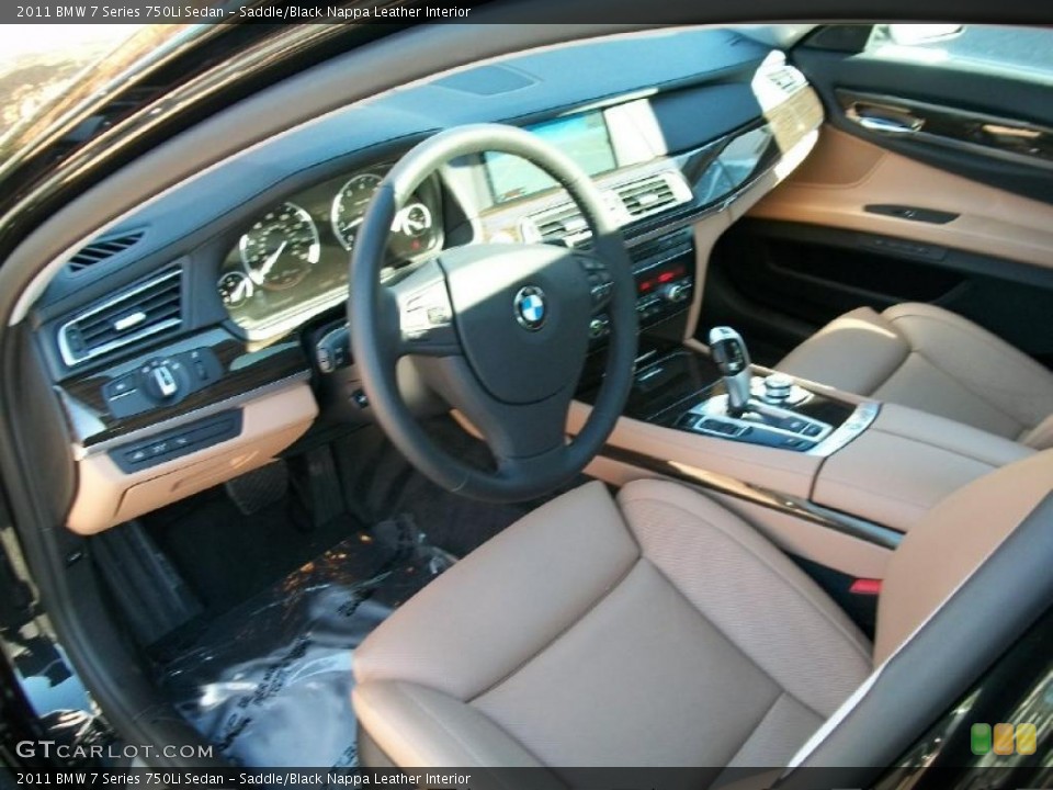 Saddle/Black Nappa Leather Interior Prime Interior for the 2011 BMW 7 Series 750Li Sedan #39232603