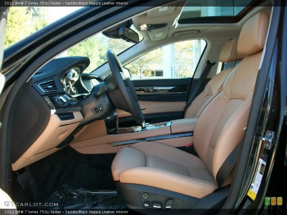 Saddle/Black Nappa Leather Interior Photo for the 2011 BMW 7 Series 750Li Sedan #39232635