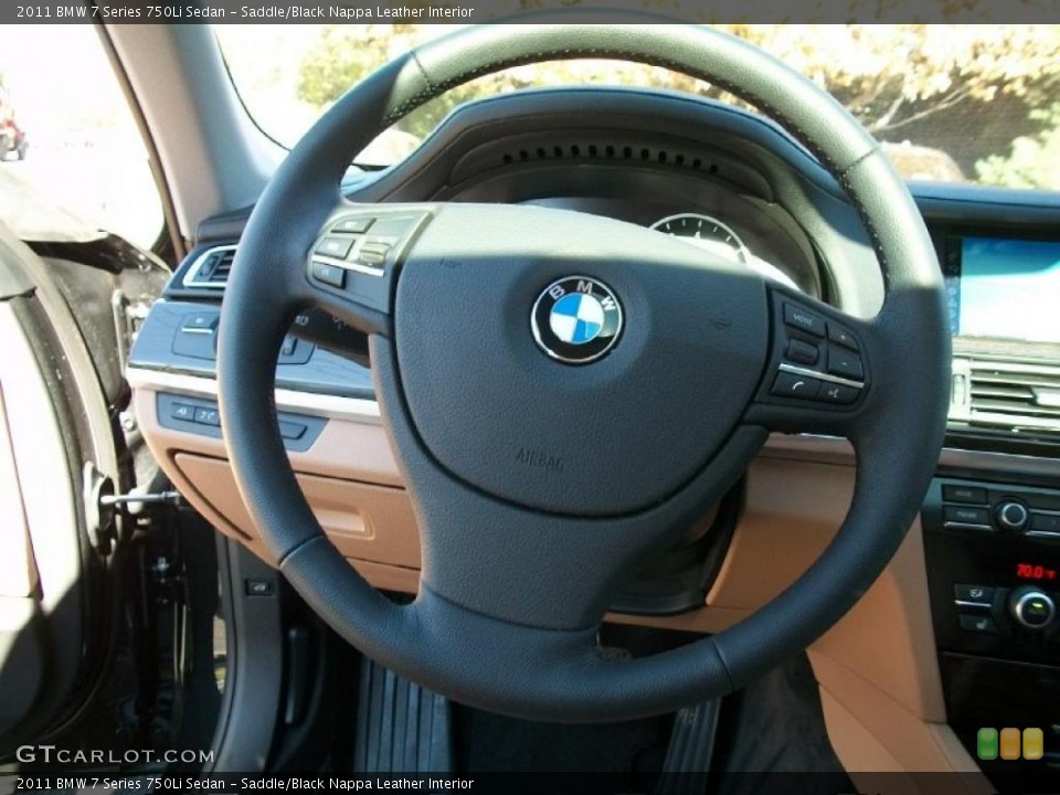Saddle/Black Nappa Leather Interior Steering Wheel for the 2011 BMW 7 Series 750Li Sedan #39232671