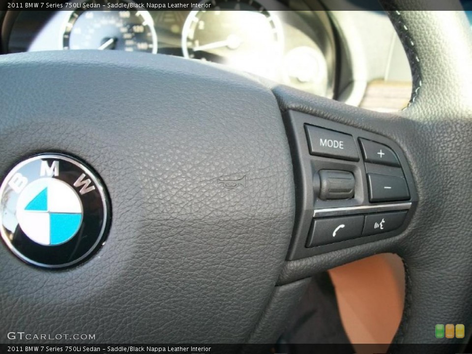Saddle/Black Nappa Leather Interior Controls for the 2011 BMW 7 Series 750Li Sedan #39232703