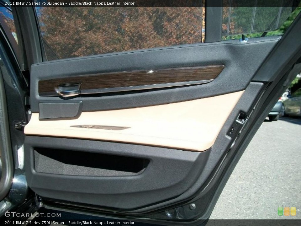Saddle/Black Nappa Leather Interior Door Panel for the 2011 BMW 7 Series 750Li Sedan #39232823
