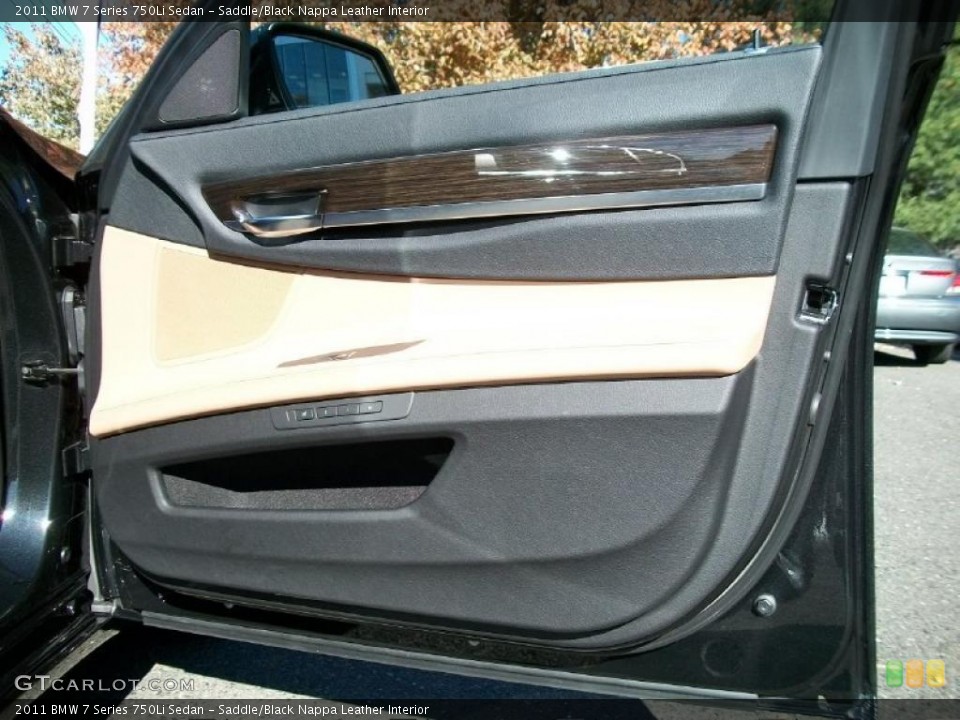 Saddle/Black Nappa Leather Interior Door Panel for the 2011 BMW 7 Series 750Li Sedan #39232879