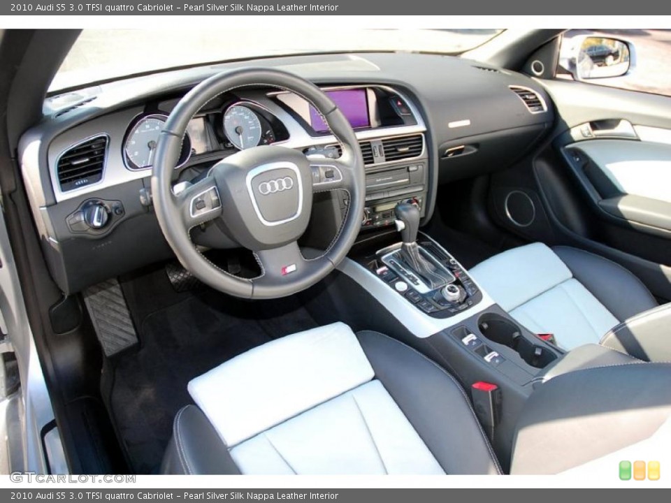 Pearl Silver Silk Nappa Leather Interior Prime Interior for the 2010 Audi S5 3.0 TFSI quattro Cabriolet #39313973
