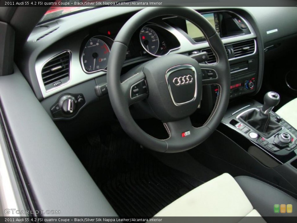 Black/Silver Silk Nappa Leather/Alcantara Interior Steering Wheel for the 2011 Audi S5 4.2 FSI quattro Coupe #39335204