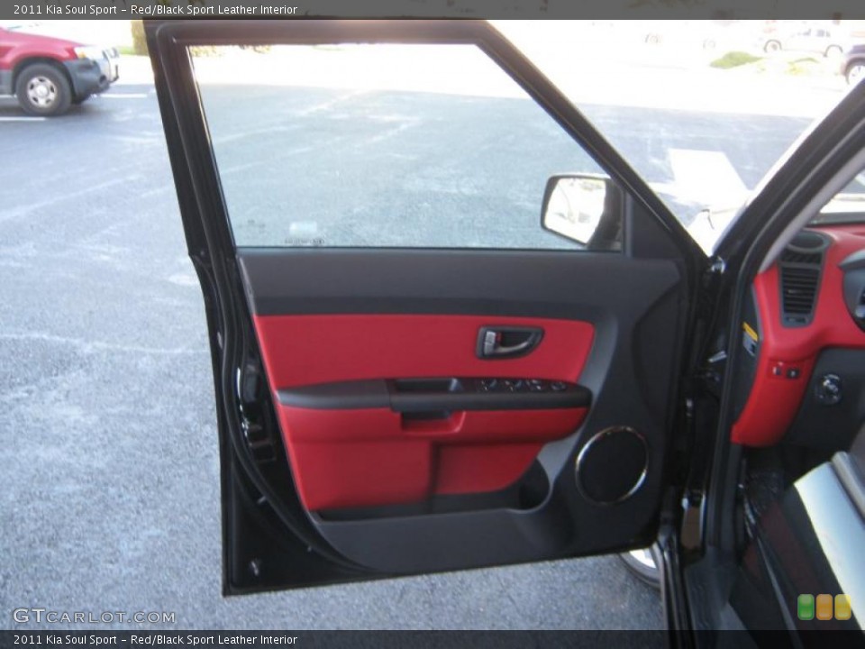 Red/Black Sport Leather Interior Door Panel for the 2011 Kia Soul Sport #39358568
