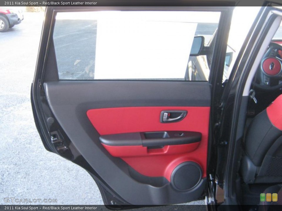 Red/Black Sport Leather Interior Door Panel for the 2011 Kia Soul Sport #39358600