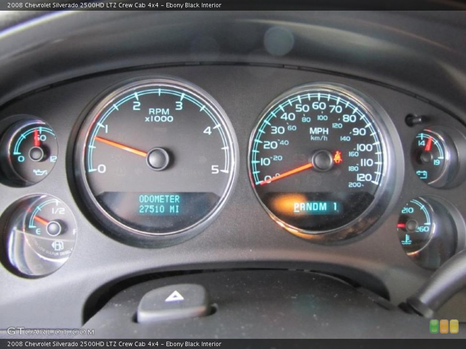 Ebony Black Interior Gauges for the 2008 Chevrolet Silverado 2500HD LTZ Crew Cab 4x4 #39382145