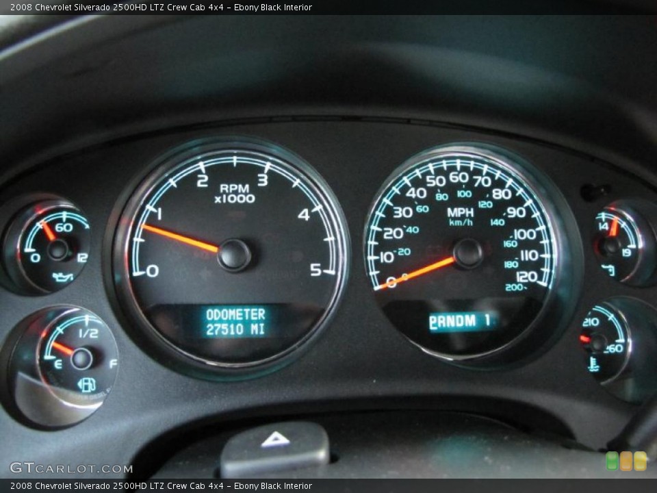 Ebony Black Interior Gauges for the 2008 Chevrolet Silverado 2500HD LTZ Crew Cab 4x4 #39382405