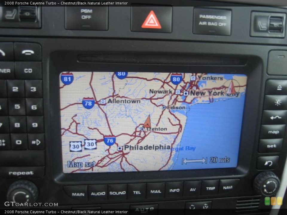 Chestnut/Black Natural Leather Interior Navigation for the 2008 Porsche Cayenne Turbo #39382993