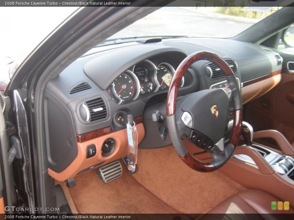 Chestnut/Black Natural Leather Interior Dashboard for the 2008 Porsche Cayenne Turbo #39383065