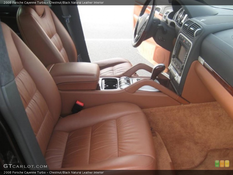 Chestnut/Black Natural Leather Interior Photo for the 2008 Porsche Cayenne Turbo #39383099