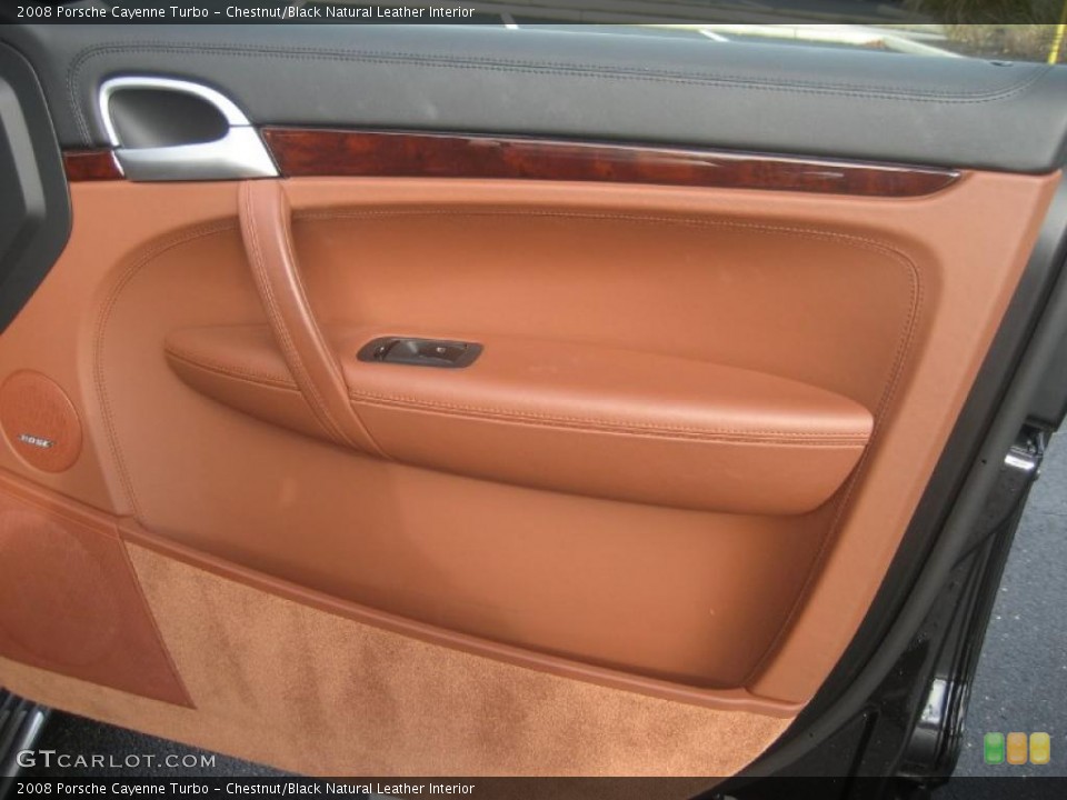 Chestnut/Black Natural Leather Interior Door Panel for the 2008 Porsche Cayenne Turbo #39383245