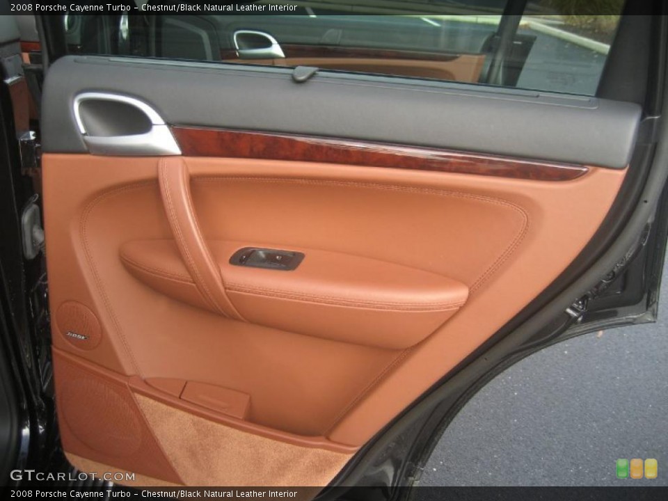 Chestnut/Black Natural Leather Interior Door Panel for the 2008 Porsche Cayenne Turbo #39383257
