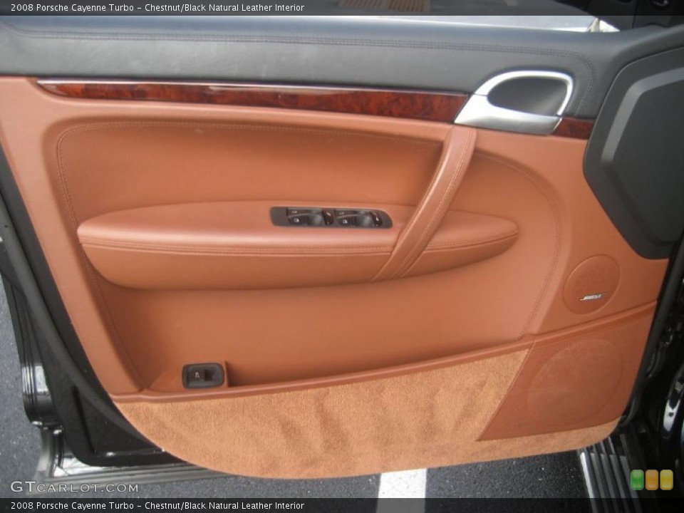Chestnut/Black Natural Leather Interior Door Panel for the 2008 Porsche Cayenne Turbo #39383281