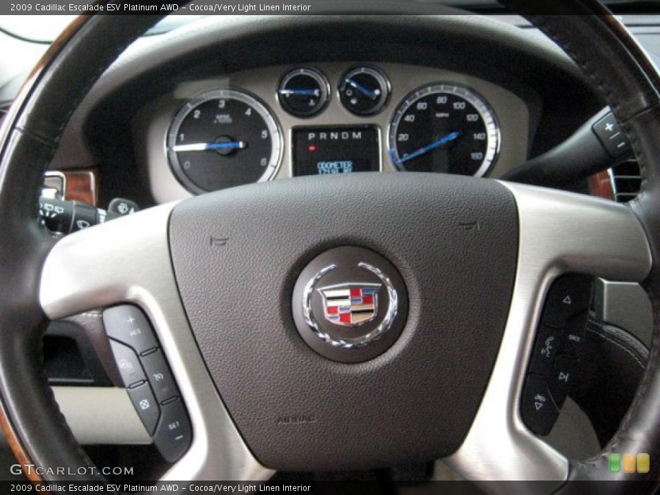 Cocoa/Very Light Linen Interior Steering Wheel for the 2009 Cadillac Escalade ESV Platinum AWD #39395009