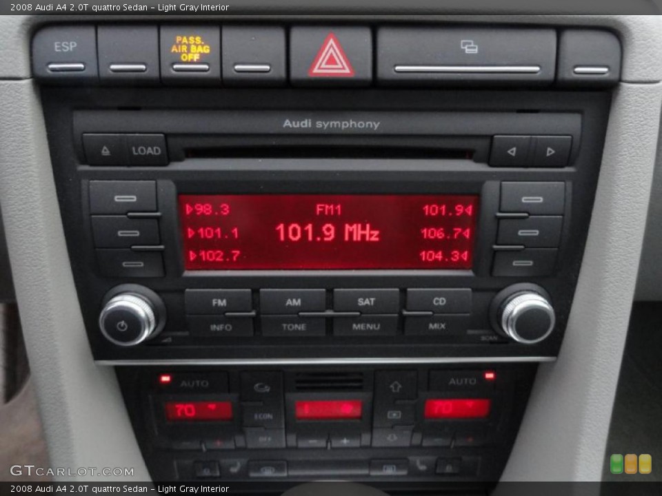 Light Gray Interior Controls for the 2008 Audi A4 2.0T quattro Sedan #39412289