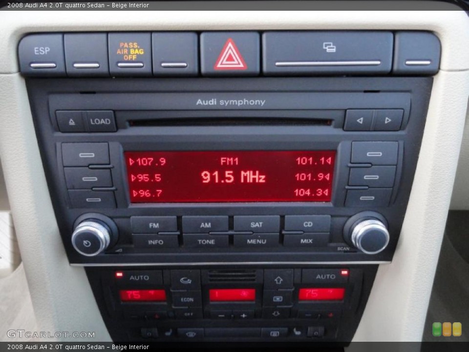 Beige Interior Controls for the 2008 Audi A4 2.0T quattro Sedan #39413001