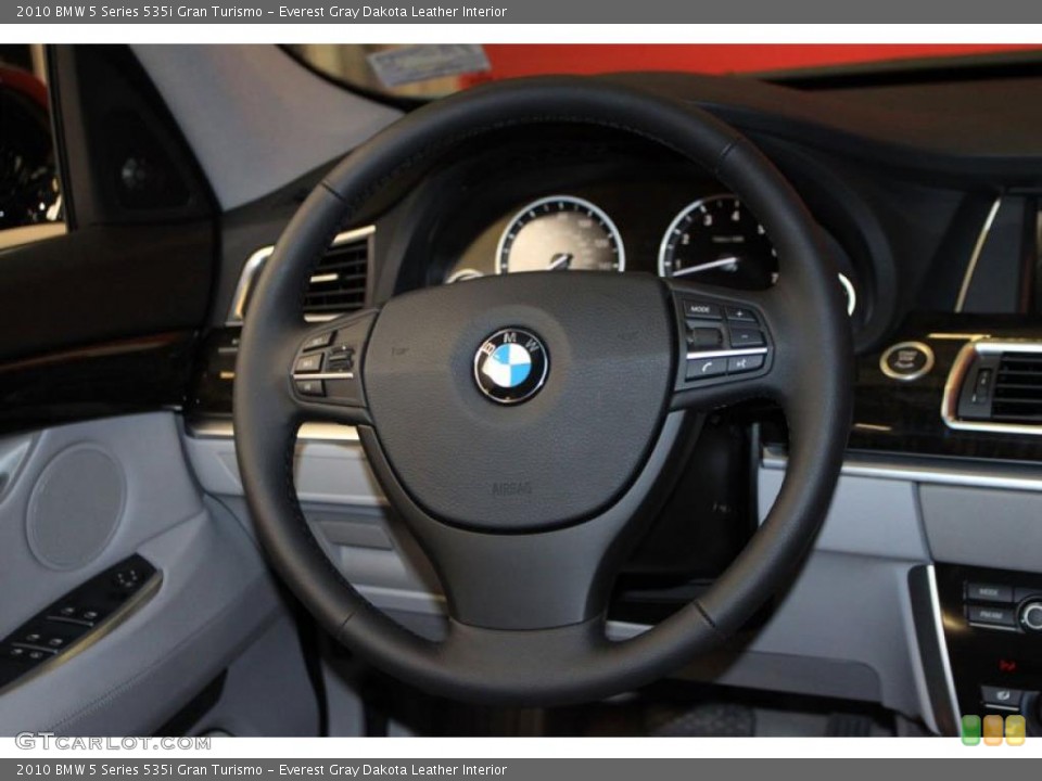 Everest Gray Dakota Leather Interior Steering Wheel for the 2010 BMW 5 Series 535i Gran Turismo #39472482