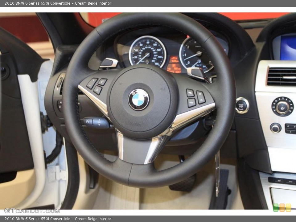 Cream Beige Interior Steering Wheel for the 2010 BMW 6 Series 650i Convertible #39473146