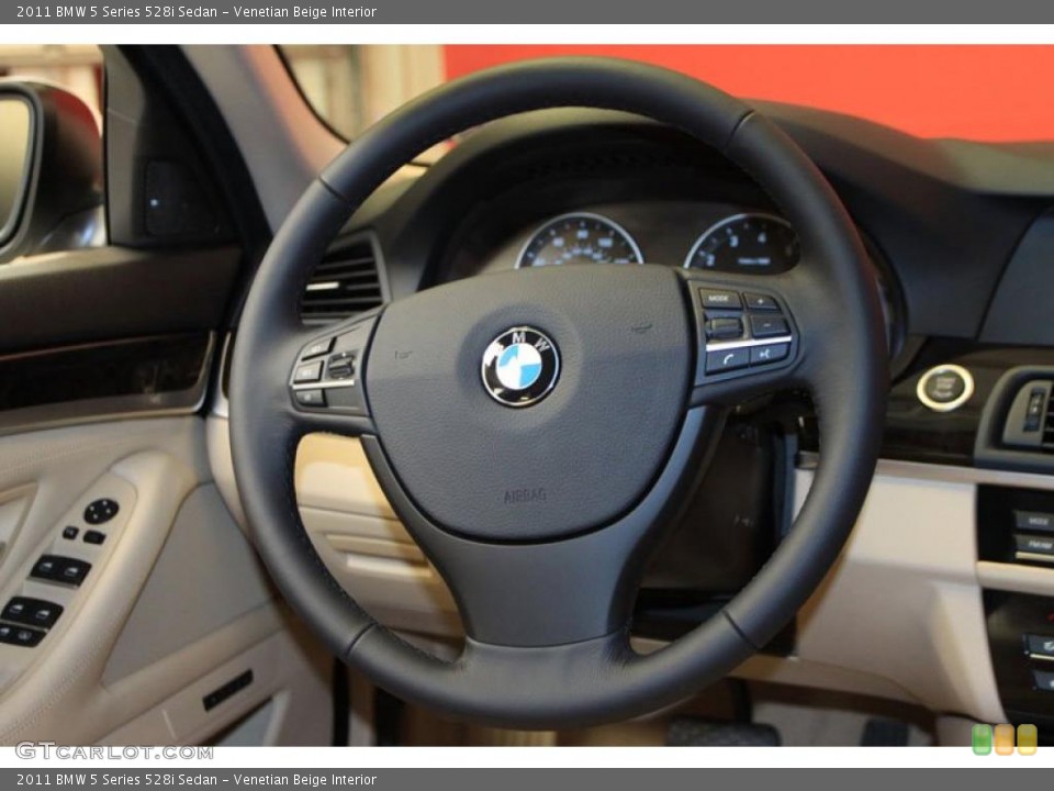 Venetian Beige Interior Steering Wheel for the 2011 BMW 5 Series 528i Sedan #39479918